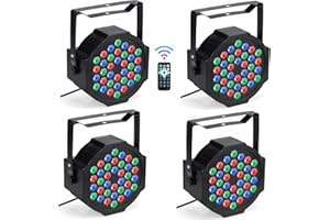 LUCFULYEAR Par Led - RGBW Luci Discoteca Luci da Palco 36W Luci del Palcoscenico LED Fase Della Luce con 5 Modalità di Controllo e Telecomando per Club Bar KTV Show Party Disco DJ Christmas Halloween Matrimonio