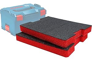 Shadow Foam L-Boxx Einsätze [Doppelpack] für Bosch L-Boxx 102-374 Schaumstoff für Sortimo L-Boxx Modular Werkzeugkoffer (50mm, Rot)