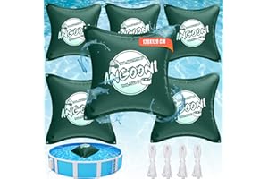 Angooni Poolkissen Winter XXL 6 Stück-120 x 120 cm | Luftkissen Pool mit Doppelnaht zur Poolabdeckung | Pool Kissen für den Winter | mit Boston Dual-Inflation Ventil | Grüner