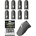Gaming Finger Sleeves for Mobile Gaming, 0.3mm Silver Fiber, Smooth Operation, Anti-Sweat, Extremely Thin, Nuozme Finger Sleeves Compatible with Mobile Phone Tablet Devices, 8 PCS (Black)