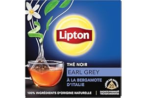 Lipton Thé Noir Earl Grey, à la bergamote d'Italie 20 Sachets Pyramid®