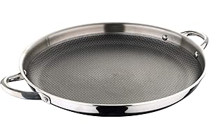 MasterPRO Bergner Hi-Tech 3 | Poêle antiadhésive | Poêle à paella de 36 x 4,5 cm | Revêtement en palladium avec texture en nid d'abeille | En acier inoxydable | Tous types de cuisinières