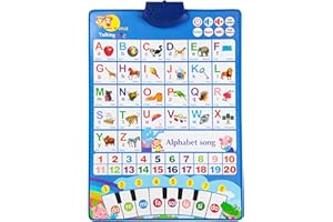 ED-Lumos Poster electrónico del Abecedario para Niños en Español e inglés con Sonido Poster con Letras Grandes y Animales Divertidos Gráficos electrónicos interactivos de Aprendizaje
