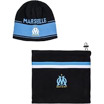 OM - Lot Cache-Cou Et Bonnet HCM112 Noir Bleu Clair Blanc OM - Lot Cache-Cou Et Bonnet HCM112 Noir Bleu Clair Blanc