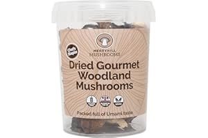 Merryhill Mushrooms - Dried Gourmet Woodland Mushrooms (Porcini Mushrooms, Slippery Jack Mushrooms, Oyster Mushrooms and Black Trumpet Mushrooms) (35g)