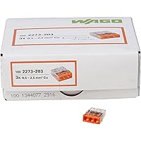 Wago Kopp 33346421 COMPACT-Verbindungsdosenklemme 3-Leiter-Klemme 0,5-2,5 mm² Inhalt 100 Stück, Transparent/orange