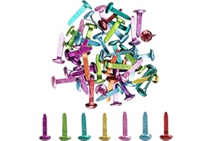 FOFUYIM 50Pcs Multicolor Split Pins, Round Brad Fastener, Christmas Craft Fastener Shiny Split Pin for DIY Crafts