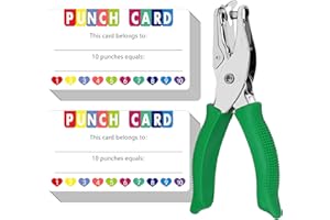 HEBAYY 200 PCS Punch Cards, Incentive Card with Handheld Puncher Kit Heart Shaped Incentive Loyalty Reward Cards Boost Creativity & Skills Development for Business, Classroom, Students Behavior, 3.5” x 2”