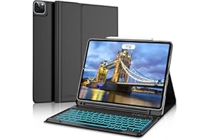 JADEMALL Keyboard Case for iPad Pro 12.9 6th Gen 2022, Detachable Wireless Backlit Keyboard, Slim Cover with Pencil Holder for iPad Pro 12.9 inch (6th, 5th, 4th, 3rd gen - 2022, 2021, 2020, 2018), Black