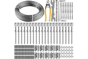 Kalolary Enrejado de Alambre de Jardín para Plantas Trepadoras, 30 M Kit de Enrejado Alambre Resistente Acero Inoxidable Kit Sistema de Enrejado de Cable de Abrazadera Cruzada para Plantas de Pared