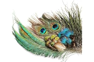 Tigofly Juego de plumas de pavo real, cola de espada, plumas para ninfas, moscas húmedas, materiales clásicos para atar moscas