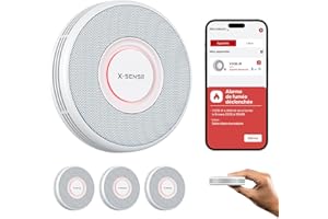 X-Sense Détecteur de Fumée Connecté Wi-FI, Alarme Incendie avec Alertes Vocales en Français, 17 Emplacements, Batterie Remplaçable, Épaisseur 33 mm, XS0B-iR, Lot de 3