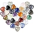 KASTWAVE Decorative Rocks, 30 Pieces Natural Healing Crystal Love Pocket Gemstone, Fish Tank Stone Vase Filler Palm Thumb Stone Decorative Stone Beach Aquarium Pebble Flat Succulent Marble for Vase