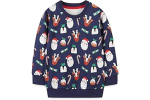 MUJOQE Jungen Weihnacht Pullover Kinder Weihnachtskleidung Rentier Sweatshirts Baumwolle Weihnachtsmann Warme Christmas Langarmshirt 1-7 Jahre