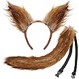 XEPST Animal Squirrel Costume Set, Squirrel Ears and Tail Set with Ears Headband and Tail for Animal Costume Cosplay Birthday Party World Book Day Halloween Carnival Fancy Dress Party Supplies