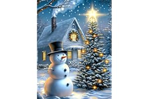 Lxmsja 5D Diamond Painting Natale, Pupazzo di Neve Diamond Painting Kit Completo, Diy Diamantini Crystal Art, Strass Ricamo a Punto Croce, Hobby Creativi Adulti Decorazioni da Parete e Casa 30x40cm