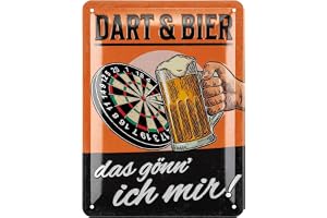 LANOLU Retro plåtskylt dart och öl – bar och festkällare dekoration – irländsk pub-dekoration – rolig present till män – dart skylt – bardekoration – vintage metallskylt 15 x 20 cm