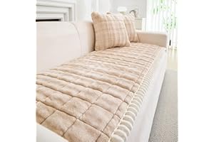 GKXLH Thick Sofa Cover - New Soft Milk Fleece Universal Sofa Covers 2 3 4 Seater, Non-Slip Sofa Slipcovers Washable, Corner Sofa Cover Couch Covers Furniture Protector (Light Coffee, 70x150cm)