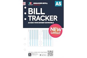 NBplanner A5 Bill tracker organiser refill insert Filofax A5 COMPATIBLE