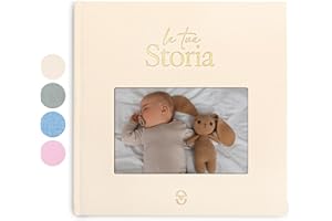 Wellode® Album Nascita Bambino/a Fino a 5 Anni con 76 Pagine e Adesivi Oro - Libro Nascita Bimbo/a - Album Ricordi Neonato - Ideale per Regalo Nascita Neonati e Baby Shower, Genere Neutro