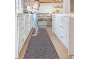 Homcomodar Runner Rug for Hallways 60x240cm Non Shedding Floor Carpet Runner Non Slip Area Rug Runner Washable Hallway Rug for Entryway Living Room Bedroom Laundry Room Kitchen Room(Grey)