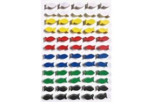 SPIELTZ Fichas de madera para juegos de mesa, pescado, 22 x 10 x 8 mm, 6 colores, 60 peces (6 x 10 peces)
