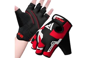 RDX Guantes Gimnasio Levantamiento de Pesas, Antideslizante Acolchado Agarre Protección, Respirable Fitness Gym Gloves para Powerlifting Musculación Culturismo Workout Entrenamiento, Hombre Mujere