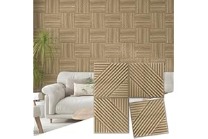 Art3d 33-Pack 3D Panels for Interior Decor, Textured Accent Paneling for Living Room, Bedroom, TV Background, 12"x12" Walnut