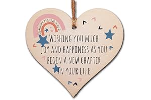 THE PLUM PENGUIN Handmade Wooden Hanging Heart Plaque Gift Joy and Happiness New Chapter Leaving Retirement Present Colleague Friend Card Alternative