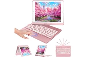 KBCASE for iPad 9th Generation Case with Keyboard 360° Rotatable Keyboard Case for iPad 9th/ 8th/ 7th Generation 10.2" 2021, Cover Wireless Bluetooth Keyboard Case with 7 Backlit,UK Layout