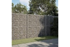 IKAYAA Gaviones de Piedra con Cubierta Muro de Gaviones Muro de Contención de Gaviones Valla de Gaviones Muro de Contención de Piedra 300x50x200 cm