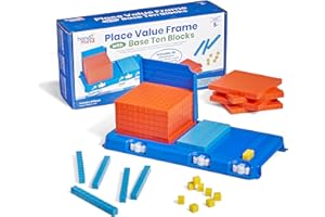 HAND2MIND Learning Resources Marco De Valor Posicional con Bloques Base 10, Recursos Educativos para Dominar Conceptos Numéricos En 3D, Aprender Unidades, Decenas Y Centenas, Edades 5 6 7+