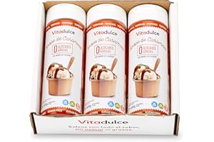 Sirop au caramel sans sucres ajoutés, sirop faible en calories, Topping au caramel 400 gr . Lot de 3 - Vitadulce.