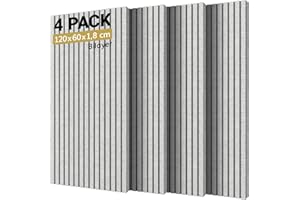 TONOR Lot de 4 Panneaux de Mousse Acoustique, Panneaux Acoustiques, Isolation Phonique, pour les Studios d'enregistrement, les Bureaux, les Studios de Danse, les Podcasts, 120x60x1.8cm, Gris