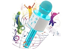 HAYRUOY Mikrofon do karaoke dla dzieci, 4 w 1, doskonały jako zabawka dla chłopców i dziewcząt od 4 lat, prezent, na imprezę, do karaoke Dynamic Microphones do IOS/Android