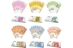 KIKVTER Soldi Finti Euro, 120 Pezzi Banconote di Soldi Giocattolo, Banconote Finte, Banconote False Realistiche, Banconote da Gioco per Bambini per Il Giochi, Conteggio e l'Educazione Finanziaria