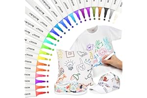 ‎JIJI&CUI JIJI&CUI 24 Textilstifte Waschmaschinenfest, Textilmalstifte Stofffarbe Textilfarbe Stoffmalfarben Stoffmalstifte Wasserfest Textilmarker Permanent Stoffmalfarben für T-Shirts Hüte Stoffbeutel Schuhe