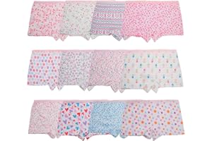Anntry Kinder-Unterwäschen Baumwollene Boyshort Höschen für Kleine Mädchen Unterhosen (Packung mit 12 Stücken)