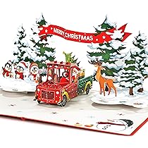 Biglietti Di Natale 3D Cavoado: 5 Auguri Pop-up Con Babbo Natale, Renna E Angelo! Con Buste Incluse