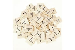 Mozeat Lens 100 etiquetas de tela hechas a mano para coser, color beige, hechas a mano, etiquetas para ropa, hechas a mano con amor, decoración para bufandas, sombreros,560794_1_g6t0sKKG