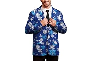 BesserBay Męska marynarka bożonarodzeniowa, z nadrukiem, długi rękaw, marynarka na czas wolny, rozm. S-XXL