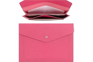 Wason Expansión A4 Documento Archivo PU Cuero Sobre Estuche Titular-Bolsillos de Tamaño Grande para Facturas de Papel Papelería Tablet y PC, Trabajo Estudio Viajes (Rojo)