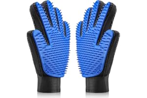 USION Pet Dog Cat Grooming Glove 2 Pack,[Upgraded 259 Pins] Pet Hair Remover Mitt Massage Deshedding Glove Brush with Longer Tips for Long Short Fur Dogs Cats Rabbits Horses and More(LEFT & RIGHT)
