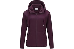 Outdoor Ventures Womens Fleece Jackets Warm Full Zip Coat Ladies Outdoor Casual Long Sleeve Hooded Jacket Soft Outerwear Running Jacket With 6 Large Pockets For Walking & Travelling