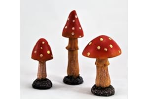 HH Home Hut Mushroom set of 3 Garden Ornaments Realistic Toadstools Ideal for Outdoor Fairy Gardens