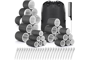 ‎QINZAVE 56 Stück Lockenwickler mit 5 Größen, Hair Roller mit Aufbewahrungstasche für lange, mittlere, kurze, dicke, feine Volumen, Pony, Jumbo-Haarroller für Salon-Frisuren und DIY-Frisuren