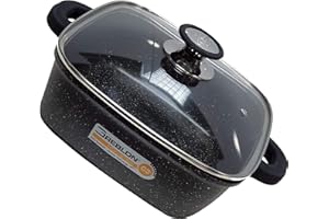 Cflagrant® Faitout Carré "De La Cuisine à La Table" Façon Pierre Tous Feux Dont Induction Sans PFOA Cuisson Sans Matière Grasse Revêtement Greblon C3 Technologie Allemande (24x24)