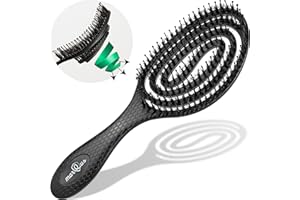 ‎MARQUS Bio Haarbürste ohne Ziepen mit Wildschweinborsten - Entwirrbürste mit einzigartiger Spirale, nachhaltiges Material - perfekt für nasse&trockene Haare, mehr Glanz, Volumen&gesunde Haarpflege, Schwarz