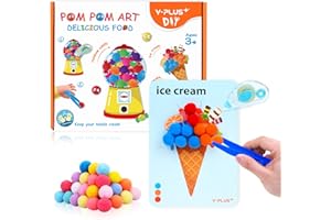 YPLUS Pompoms Art para Manualidades Niños, Kit de Actividades de Manualidades DIY para Niños Pequeños de 1-3, 2-4, 3-5 Años, Suministros de Arte para la Motricidad Fina de los Dedos-Alimento