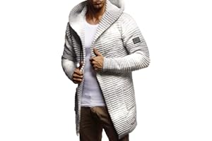 Leif Nelson Męska kurtka z dzianiny, długa, z kapturem i zamkiem błyskawicznym - dzianinowa bluza męska kardigan na zimę